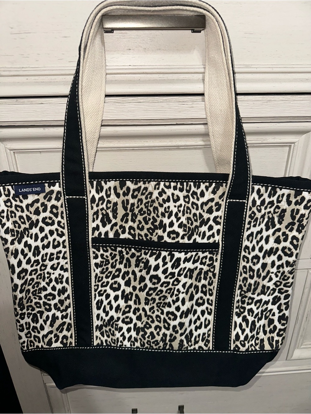 HTF Land’s End Medium Leopard Canvas Tote Bag-Excellent/Like New
